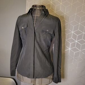 White House Black Market Silk Womens Long Sleeve Top Size 8